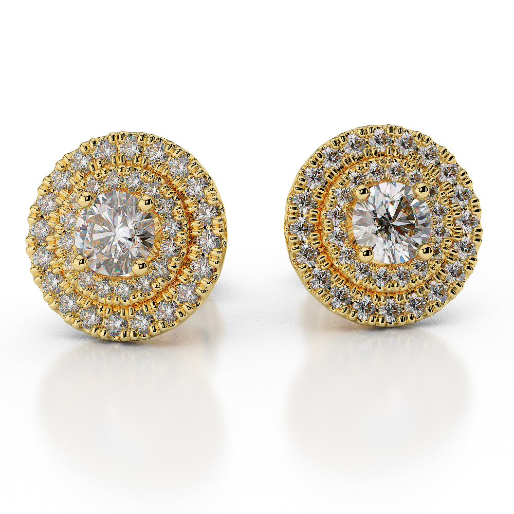  White Gold Diamond Halo Earrings