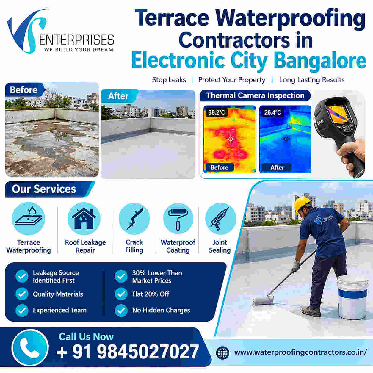  Terrace waterproofing contractors in Electronic CIty Bangalore