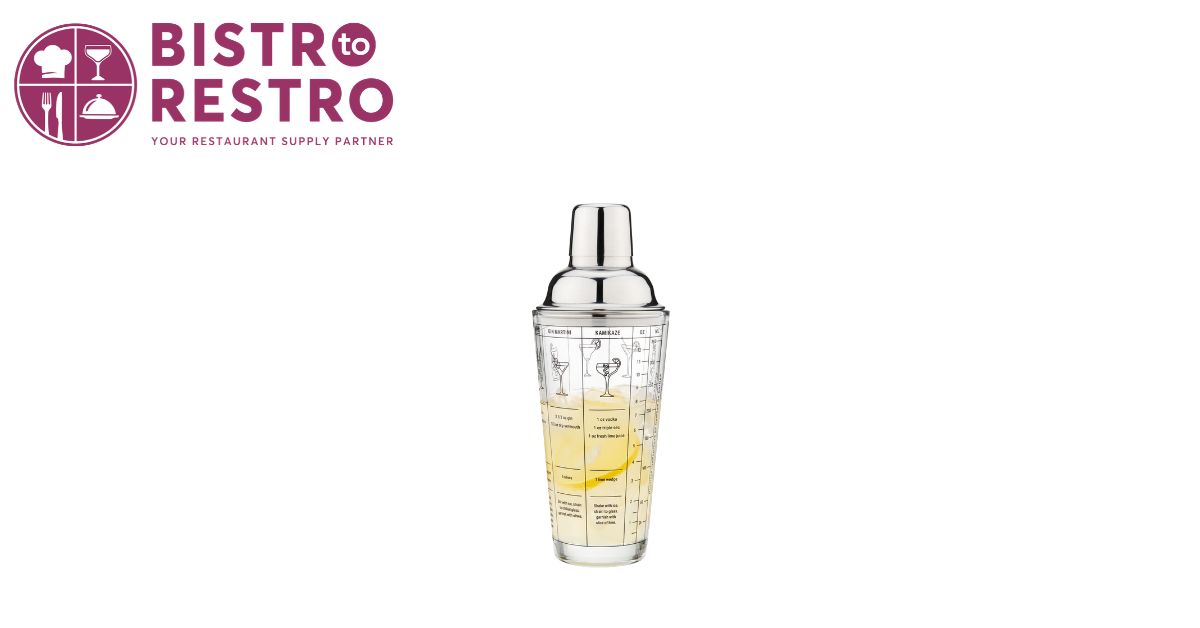  True 13.5 oz Glass Recipe Cocktail Shaker with Measuring Cap