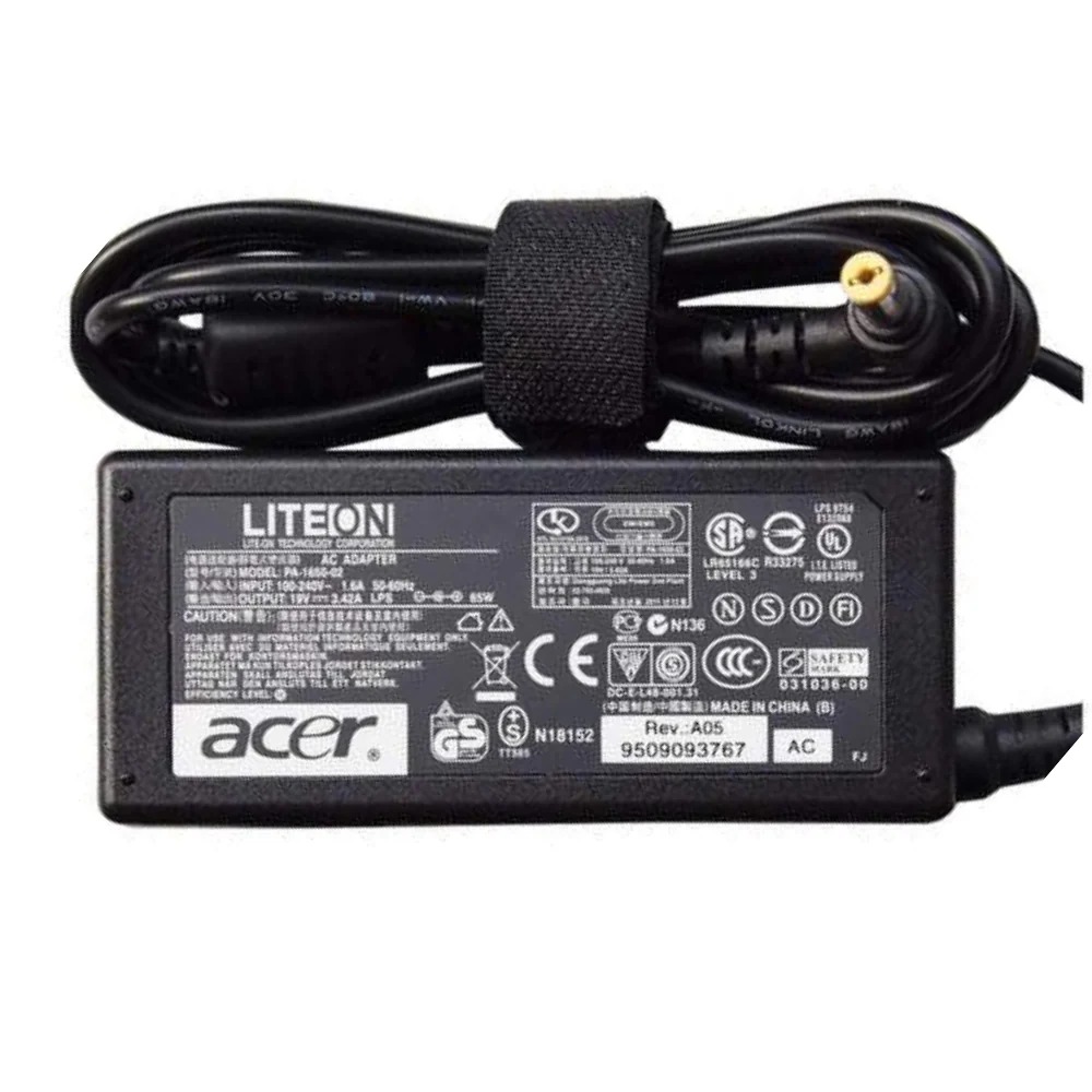  Acer 65W Laptop Power Adapter – 19V 3.42A Yellow Pin Charger