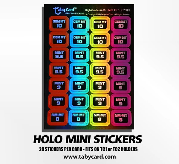  Card Grading Stickers – Black Holo Mini Labels, 280 Pack