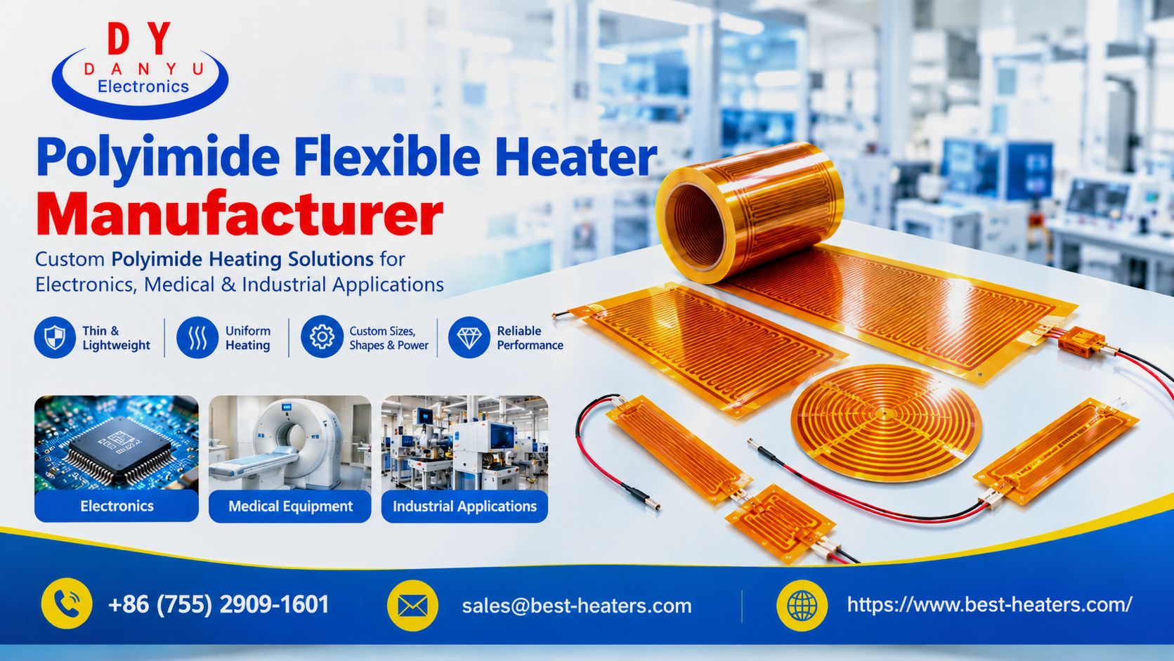  Polyimide Flexible Heater Manufacturer in China | Danyu Electronics