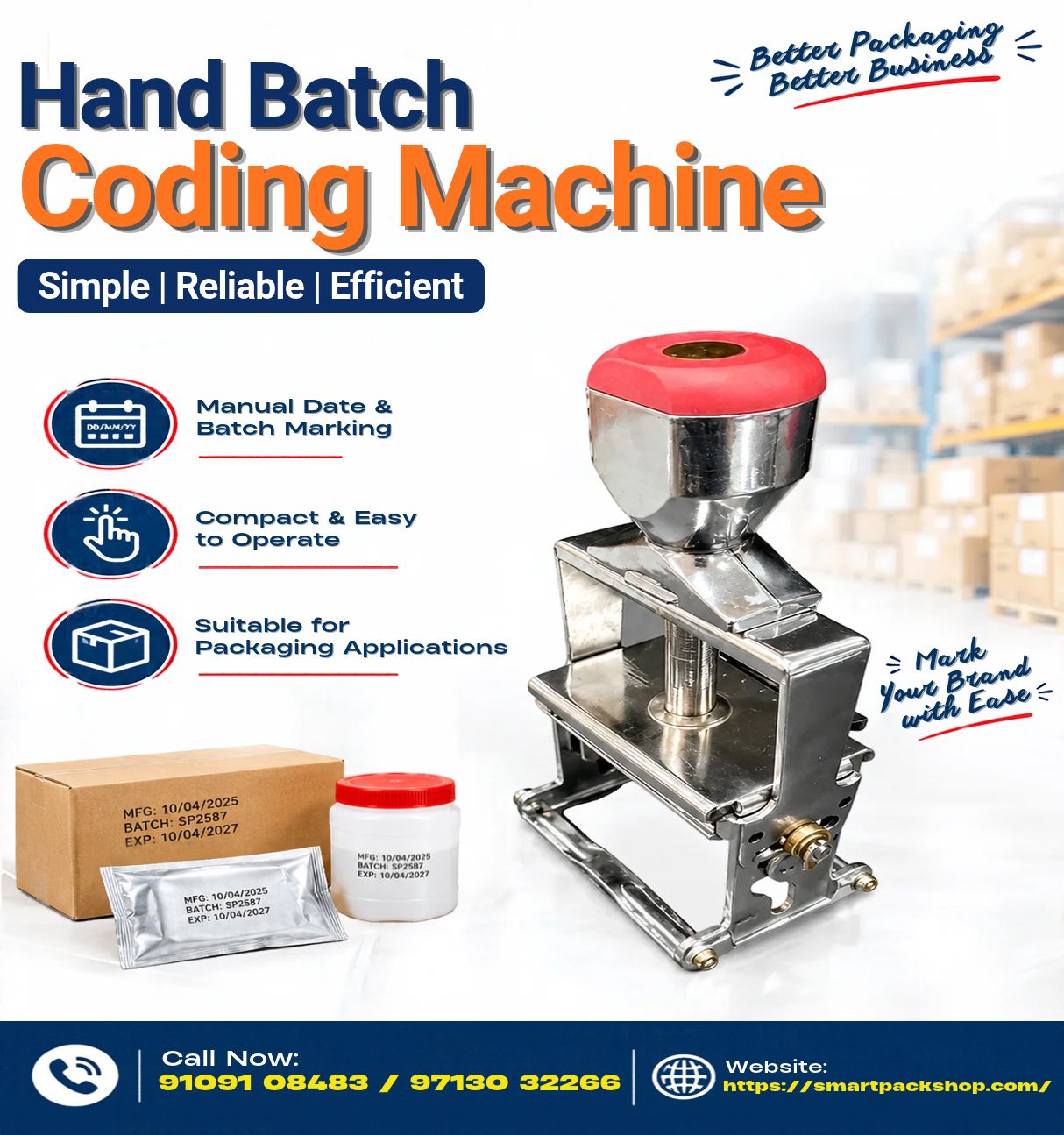  Hand Batch Coding Machine | Manual Batch Number and Expiry Date Printer