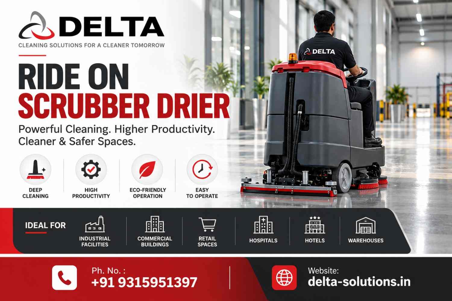  Ride on Scrubber Drier - Delta Solutions