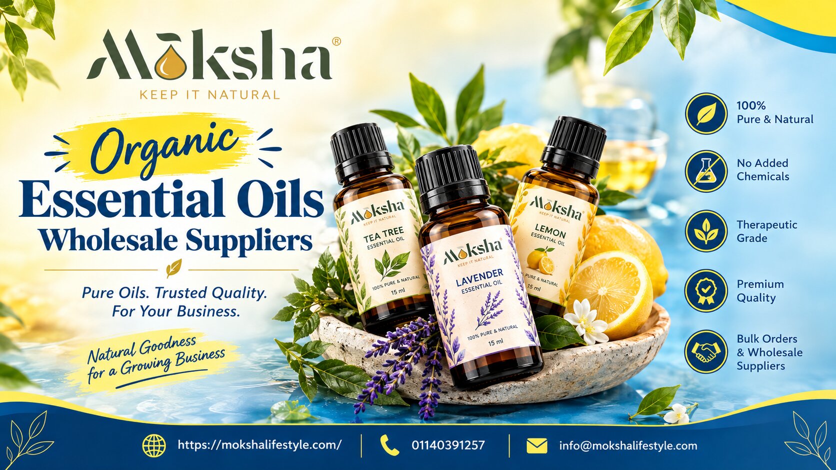  Organic Essential Oils Suppliers at Wholesale Rate | Moksha Lifestyle