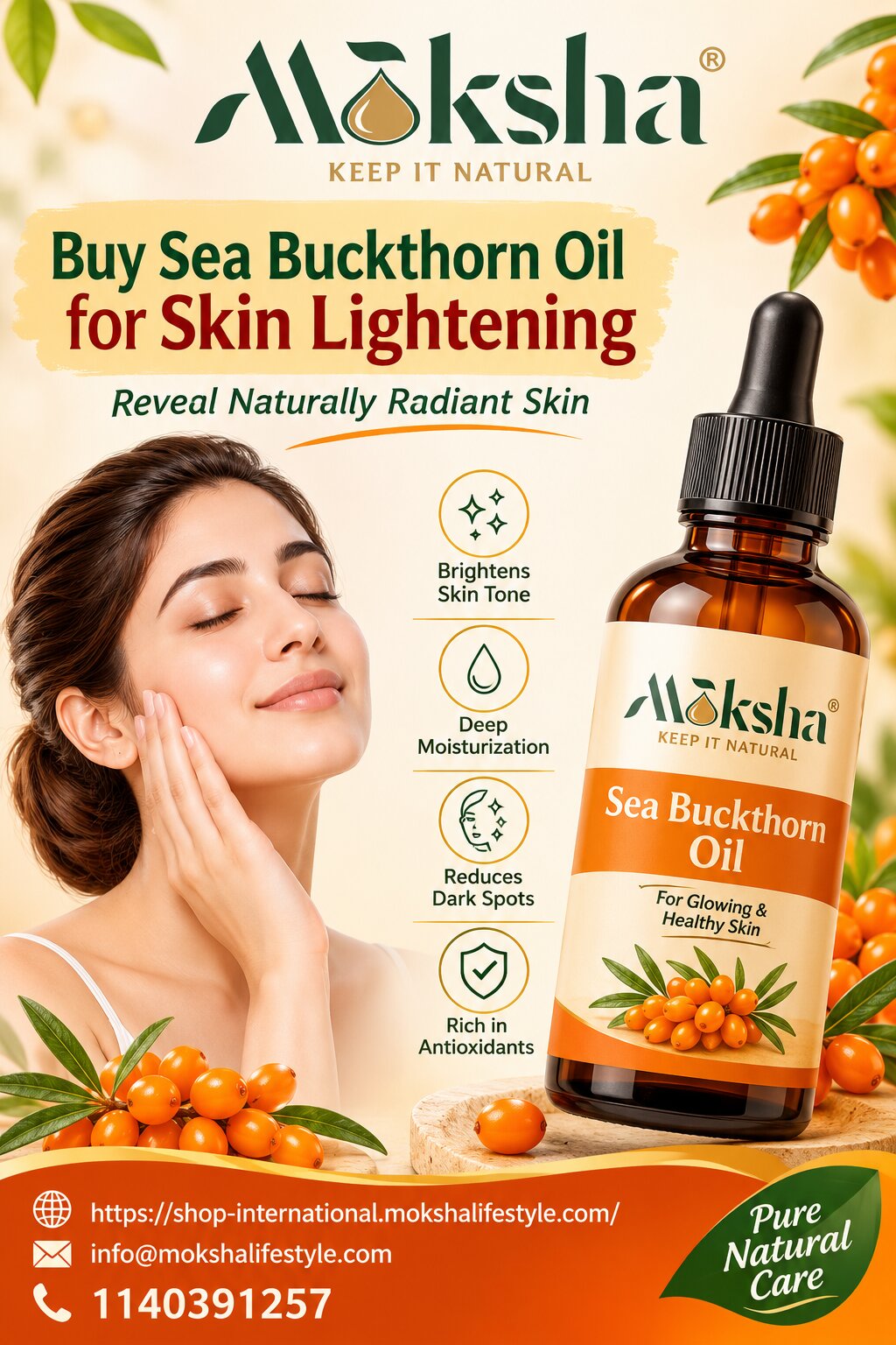  Buy Pure Sea Buckthorn Oil for Skin Lightening | Moksha LIfestyle