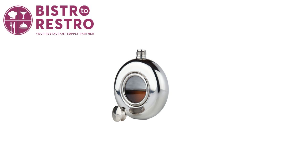  Round Silver Flask with Glass Level Viewing Window