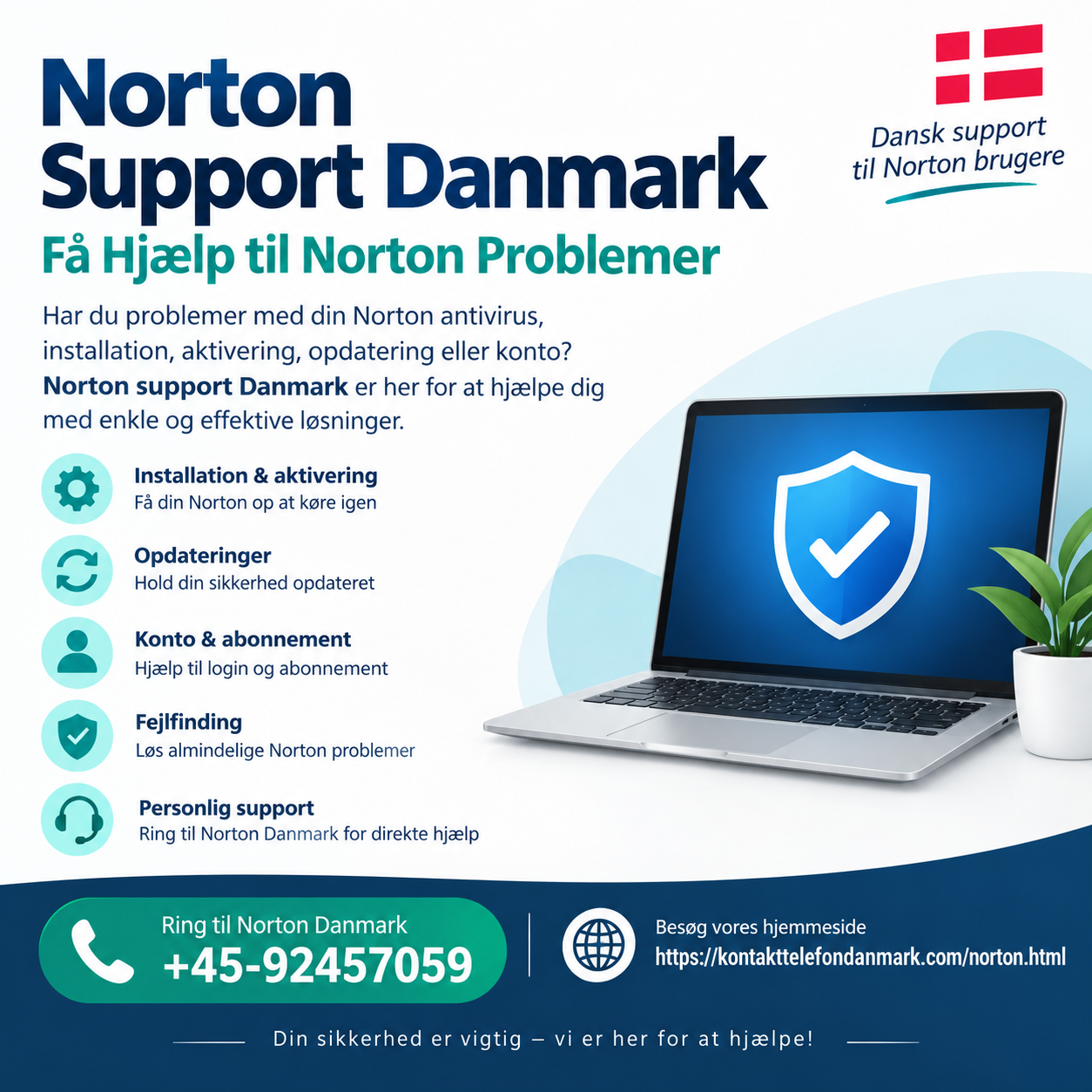  Norton Support Danmark – Hjælp til Installation, Opdatering og Konto | +45-92457059